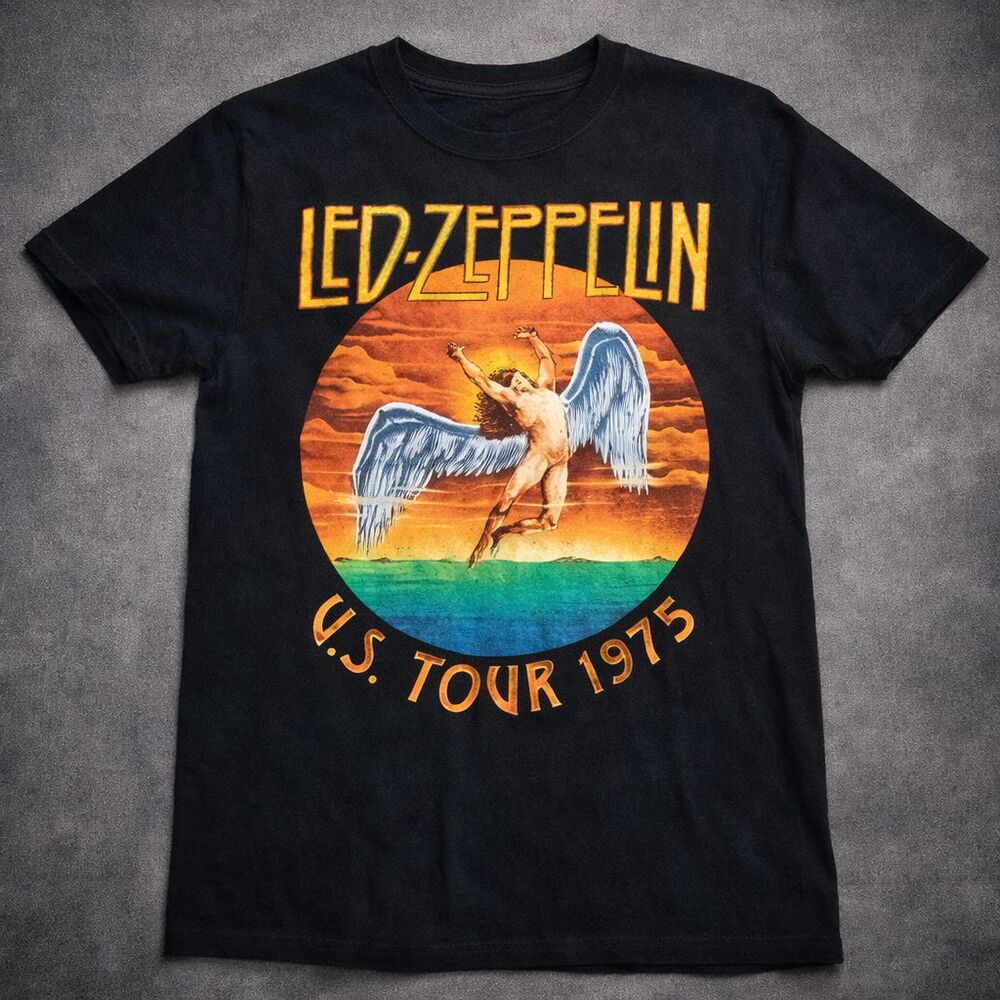 LED ZEPPELIN ICARUS 1975 TOUR TEE BLACK MENS M BAND GRAPHIC